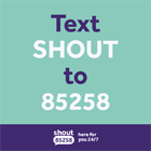 SHOUT icon with text 'SHOUT' to '85258'